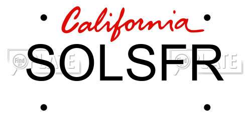 SOLSFR California License Plate