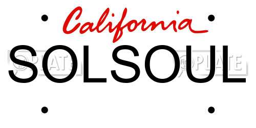 SOLSOUL California License Plate