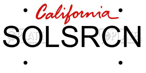 SOLSRCN California License Plate