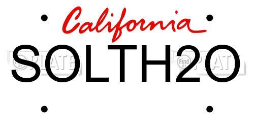 SOLTH2O California License Plate
