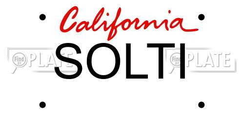 SOLTI California License Plate