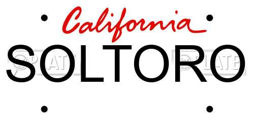 SOLTORO California License Plate