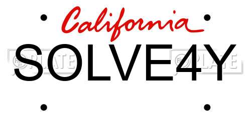 SOLVE4Y California License Plate