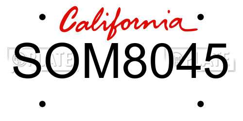 SOM8045 California License Plate