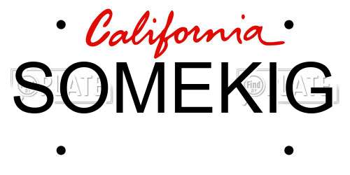 SOMEKIG California License Plate