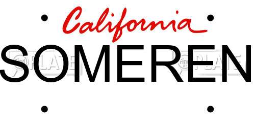 SOMEREN California License Plate