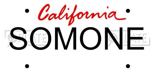 SOMONE California License Plate