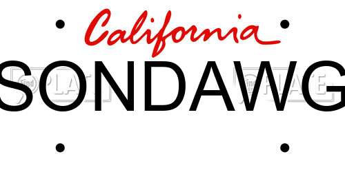 SONDAWG California License Plate