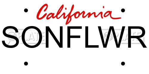 SONFLWR California License Plate