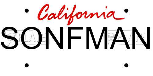 SONFMAN California License Plate