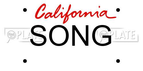 SONG California License Plate