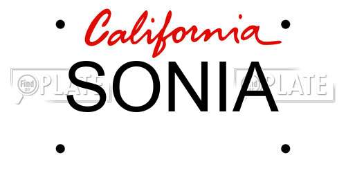 SONIA California License Plate