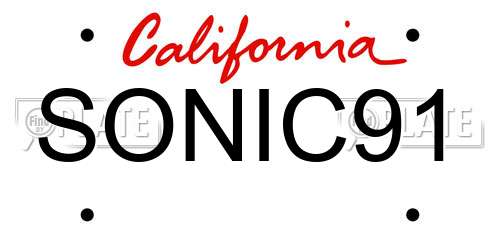 SONIC91 California License Plate