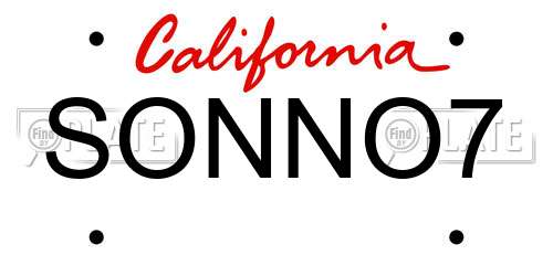 SONNO7 California License Plate