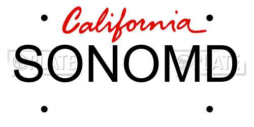 SONOMD California License Plate