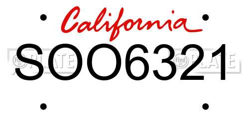 SOO6321 California License Plate