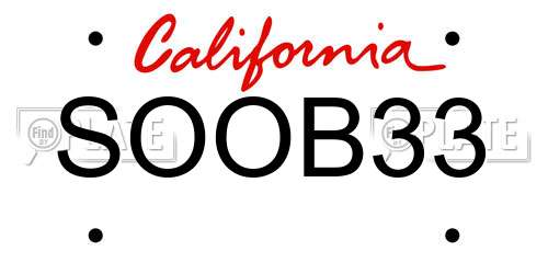 SOOB33 California License Plate