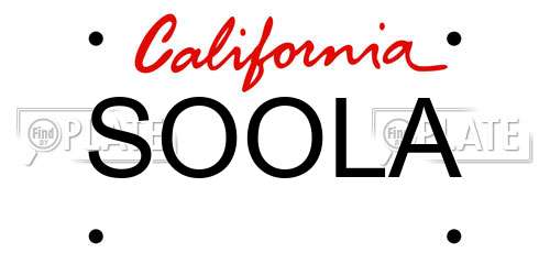 SOOLA California License Plate
