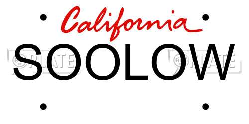 SOOLOW California License Plate
