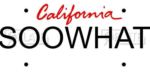 SOOWHAT California License Plate