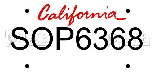 SOP6368 California License Plate
