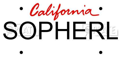 SOPHERL California License Plate