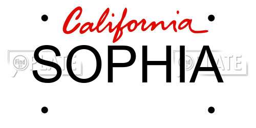 SOPHIA California License Plate