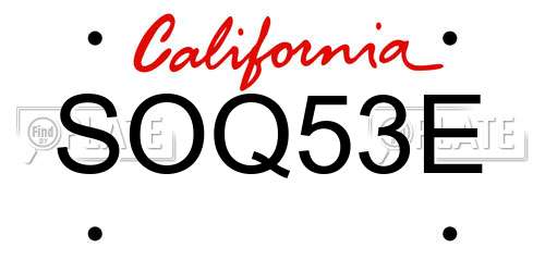 SOQ53E California License Plate