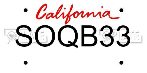 SOQB33 California License Plate