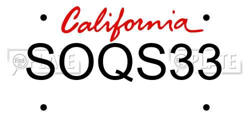 SOQS33 California License Plate