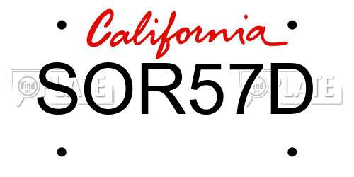 SOR57D California License Plate