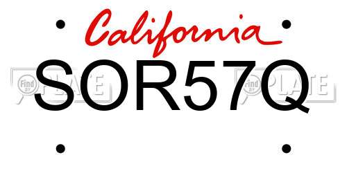 SOR57Q California License Plate