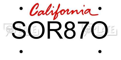 SOR87O California License Plate
