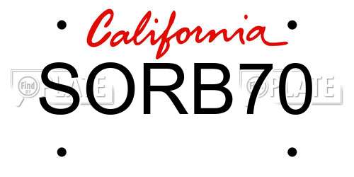 SORB70 California License Plate