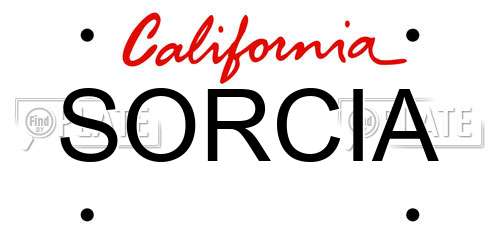 SORCIA California License Plate