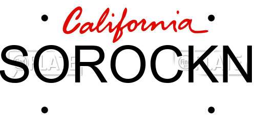 SOROCKN California License Plate