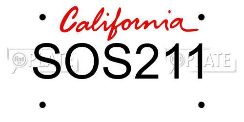 SOS211 California License Plate