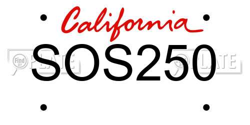 SOS250 California License Plate