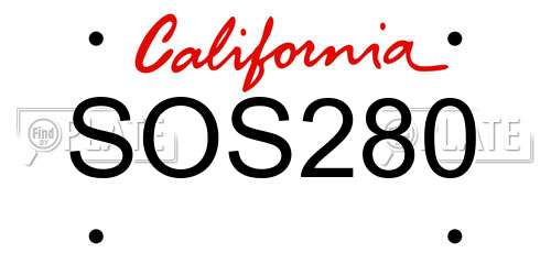 SOS280 California License Plate