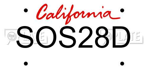SOS28D California License Plate