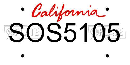 SOS5105 California License Plate