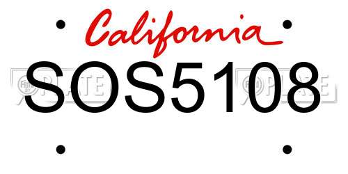 SOS5108 California License Plate