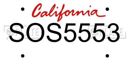 SOS5553 California License Plate