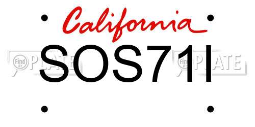 SOS71I California License Plate