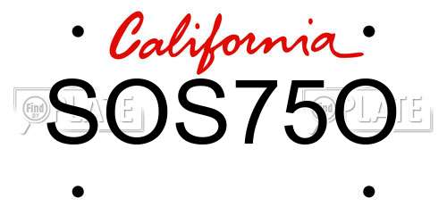 SOS75O California License Plate
