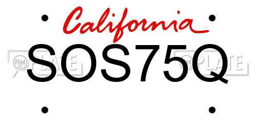 SOS75Q California License Plate