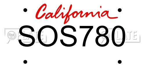SOS780 California License Plate