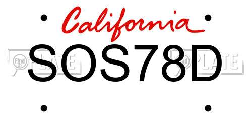 SOS78D California License Plate