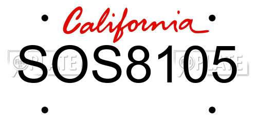 SOS8105 California License Plate