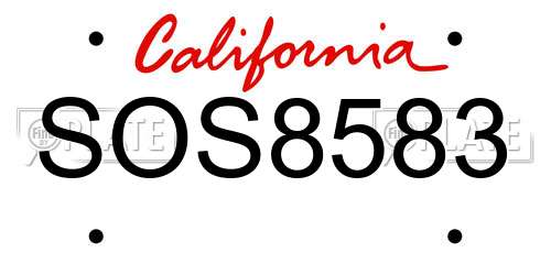 SOS8583 California License Plate
